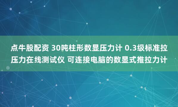 点牛股配资 30吨柱形数显压力计 0.3级标准拉压力在线测试仪 可连接电脑的数显式推拉力计